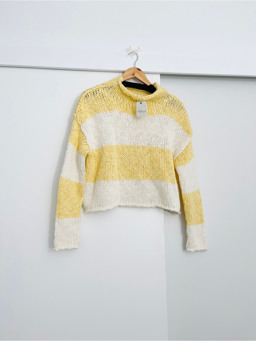 NWT Free People Opal Rollneck Chunky Knit Striped Sweater Pullover Size XS